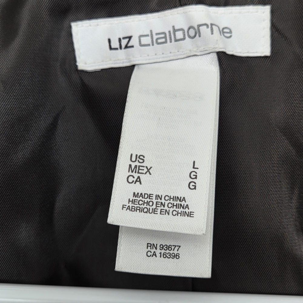 Liz Claiborne brown leather vest zip up large - Picture 3 of 10